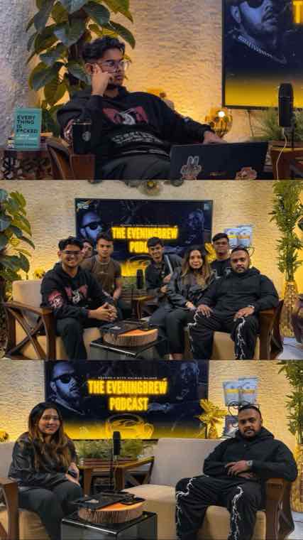 Salman listening from the host chair, then posing with guest Bishal Karim and the crew under the Season 4 screen.
